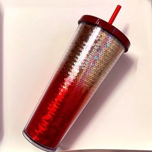 Starbucks red  sequin bling 24 oz bottle
